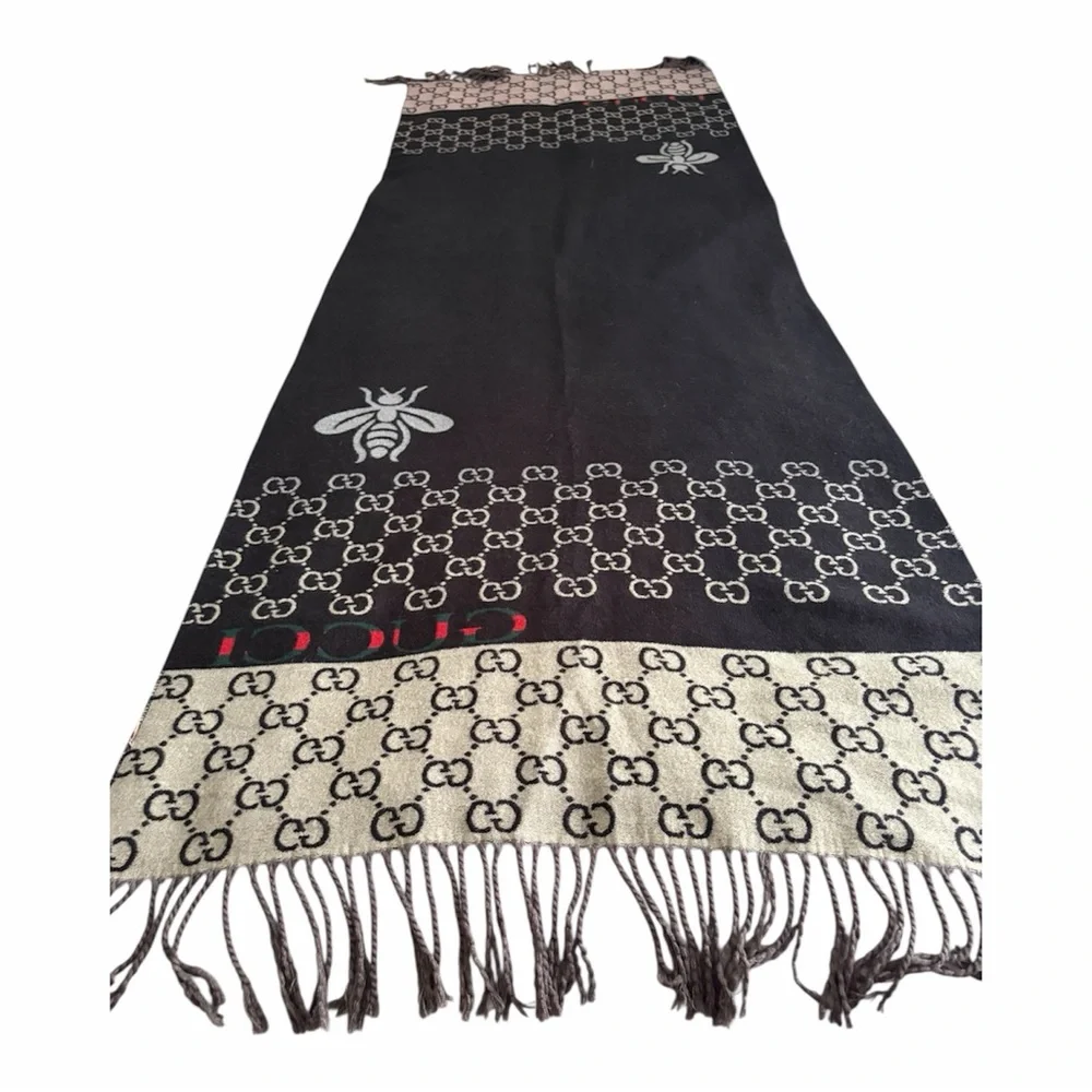 Gucci GG Jacquard Silk & Cahmere Blend Scarf, Shawl, Wrap